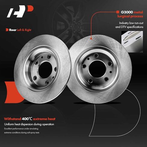 A-Premium 11.00 inch (280mm) Rear Solid Disc Brake Rotors Compatible with Select Ford, Lincoln, Mazda and Mercury Models - Fusion 2006-2012, 6 2003-2013, MKZ 2007-2012, Zephyr 2006, Milan 2006-2011 in Saudi Arabia
