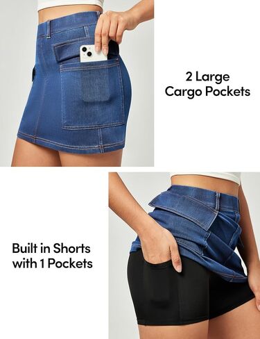 Cargo Skirt Denim Jean Skirt for Women High Stretchy Mini y2k Skirt with Pockets in Kuwait