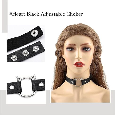 Uranian Cat Ears Headband with Choker Necklace Faux Fur Headbands Neko Anime Cosplay Halloween Hair Accessories for Women in Kuwait