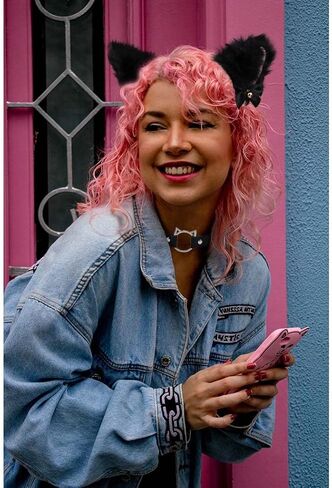 Uranian Cat Ears Headband with Choker Necklace Faux Fur Headbands Neko Anime Cosplay Halloween Hair Accessories for Women in Kuwait