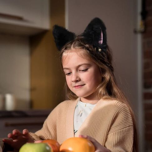 Uranian Cat Ears Headband with Choker Necklace Faux Fur Headbands Neko Anime Cosplay Halloween Hair Accessories for Women in Kuwait