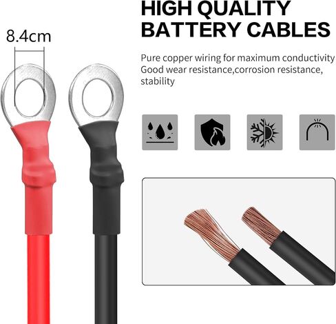 كابل تعزيز بطارية طرفية على شكل حلقة O YACSEJAO 10AWG 0.32 بوصة/8.4 مم سلك تعزيز عالي التحمل مع مصهر 30 أمبير (3FT) in Saudi Arabia