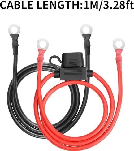 كابل تعزيز بطارية طرفية على شكل حلقة O YACSEJAO 10AWG 0.32 بوصة/8.4 مم سلك تعزيز عالي التحمل مع مصهر 30 أمبير (3FT) in Saudi Arabia