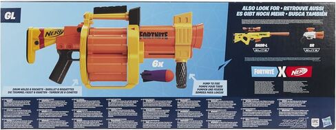Nerf Fortnite GL Rocket-Firing Blaster - 6-Rocket Drum, Pump-to-Fire - Includes 6 Official Rockets - for Youth, Teen, Adult, Orange in Saudi Arabia