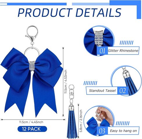 12 مجموعة يهتف القوس المفاتيح المشجع فريق السائبة هدايا عيد الميلاد العنصر شرابة التشجيع حجر الراين كيرينغ للنساء in Kuwait