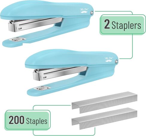 Mr. Pen- Staplers for Desk, 2 Pack with 200 Staples, 20 Sheet Capacity, Blue, Office Stapler, Desk Stapler, Stapler with Staples, Stapler Set in Saudi Arabia