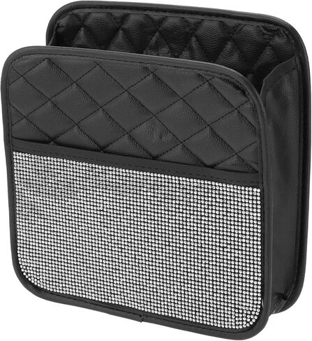 1 Pcs Universal Car Trash Can Hanging 10.2" Length 3.5" Width 10.2" Height Trash Bin Multicolor Faux Leather Rhinestone in Kuwait