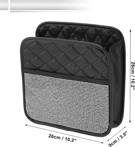 1 Pcs Universal Car Trash Can Hanging 10.2" Length 3.5" Width 10.2" Height Trash Bin Multicolor Faux Leather Rhinestone in Kuwait