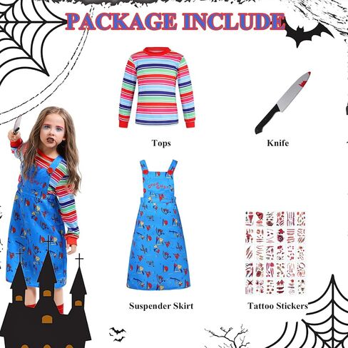Kids Nighrmare Killer Doll Costume Dress Girls Halloween Costumes Toddler Scary Killer Good Cosplay Outfit in Saudi Arabia