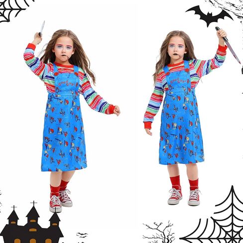 Kids Nighrmare Killer Doll Costume Dress Girls Halloween Costumes Toddler Scary Killer Good Cosplay Outfit in Saudi Arabia