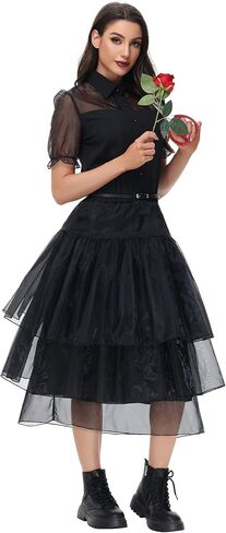 NANAMEEI Black Halloween Dress Classy Witch Costume Women Wednesday Vintage Gothic Costume Halloween Cosplay Party Costume in Saudi Arabia