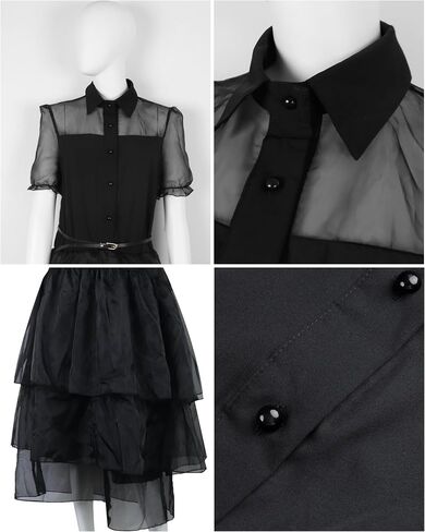 NANAMEEI Black Halloween Dress Classy Witch Costume Women Wednesday Vintage Gothic Costume Halloween Cosplay Party Costume in Saudi Arabia