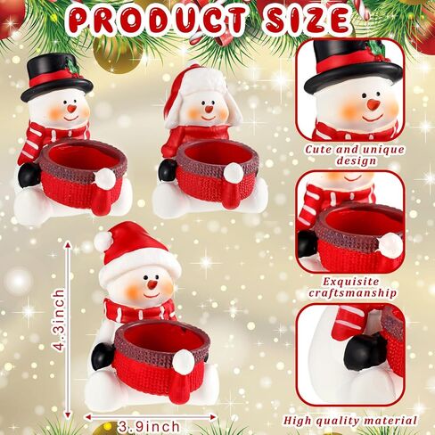 Mumufy 3 قطع عيد الميلاد ثلج حامل الشموع الراتنج Tealight حامل مجموعة عيد الميلاد ديكور حاملي الشمعدان لطاولة المطبخ الموقد الطعام عيد الميلاد الشتاء عطلة ديكور in Kuwait