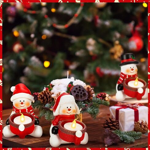 Mumufy 3 قطع عيد الميلاد ثلج حامل الشموع الراتنج Tealight حامل مجموعة عيد الميلاد ديكور حاملي الشمعدان لطاولة المطبخ الموقد الطعام عيد الميلاد الشتاء عطلة ديكور in Kuwait