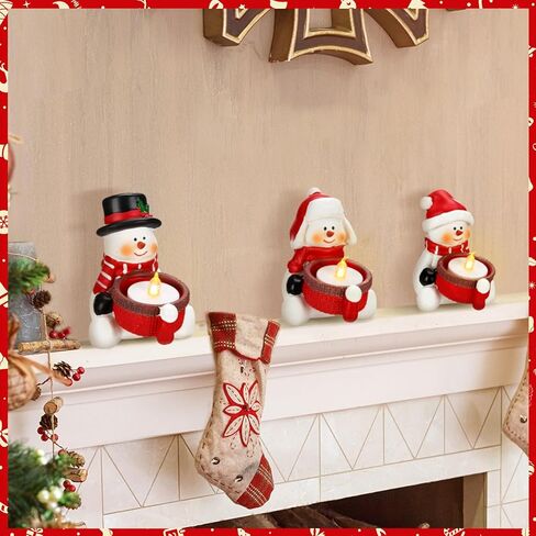 Mumufy 3 قطع عيد الميلاد ثلج حامل الشموع الراتنج Tealight حامل مجموعة عيد الميلاد ديكور حاملي الشمعدان لطاولة المطبخ الموقد الطعام عيد الميلاد الشتاء عطلة ديكور in Kuwait