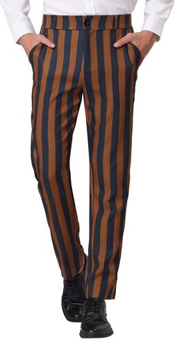 Lars Amadeus Men's Striped Dress Pant Classic Fit Flat Front Business Work Prom Trousers in Saudi Arabia
