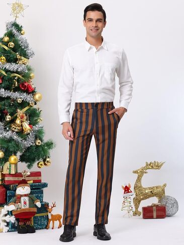 Lars Amadeus Men's Striped Dress Pant Classic Fit Flat Front Business Work Prom Trousers in Saudi Arabia