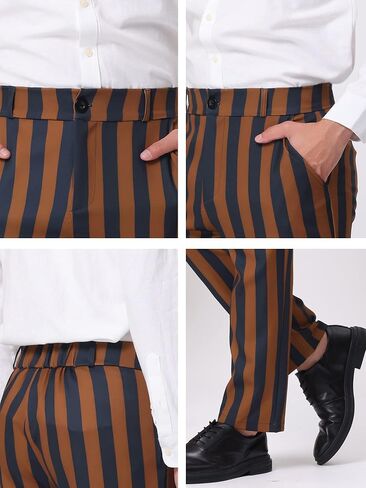 Lars Amadeus Men's Striped Dress Pant Classic Fit Flat Front Business Work Prom Trousers in Saudi Arabia