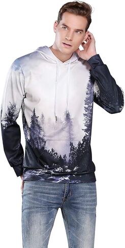sanatty Unisex Hoodies 3D Print Galaxy Pullover Hooded Sweatshirt Hoodies with Big Pockets for Teen Men, Teen Boy, Women in Saudi Arabia