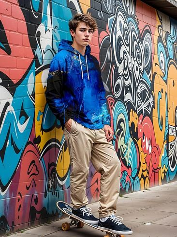 sanatty Unisex Hoodies 3D Print Galaxy Pullover Hooded Sweatshirt Hoodies with Big Pockets for Teen Men, Teen Boy, Women in Saudi Arabia