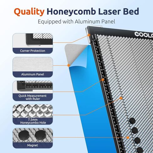 Honeycomb Laser Bed 11.8"x 7.9"x 0.87" for Laser Engraver with 14pcs Laser Materials, Working Bed with Aluminum Panel for CO2 Laser Cutter Machine Desktop-Protect, Heat Dissipation, Smooth Edge Cut in Saudi Arabia