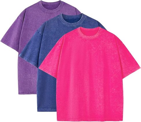 3 Pack Oversized T Shirts for Men Stone Washed Vintage Graphic Tees Heavyweight Cotton Shirts Loose Fit Casual Tshirts in Saudi Arabia