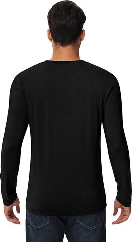 Ficerd 3 Pack Men's Long Sleeve Tshirts, Crew Neck Regular Fit Tops Knitted Shirts with Pocket Casual Athletic Breathable Tee in Kuwait