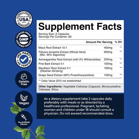Black Maca Root Capsules for Men - Herbal Enhancement Supplement for Men with Siberian Ginseng Ashwagandha and Black Maca Root for Men - Invigorating Drive Mood Strength & Energy Booster for Men in Kuwait