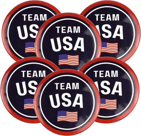 أزرار 2024 Team USA، دبابيس مشجعي الرياضة الوطنية، 2.25 بوصة (عبوة من 6) in Kuwait