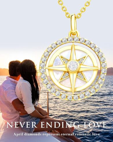 Gold Compass Necklace for Women - Graduation Gifts for Her 2024, Anniversary to My Wife Necklace, Sterling Silver Necklaces Jewelry 14K Yellow Gold, Birthday Gifts for Girlfriend in Saudi Arabia