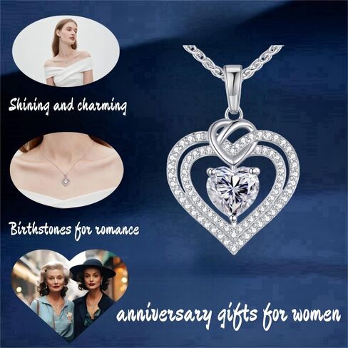 Heart Pendant Necklace Gifts for Wife，necklaces for women，birthday gifts for women，S925 Sterling Silver Necklace ，Valentine's Day Mother's Day Wedding for Women in Saudi Arabia