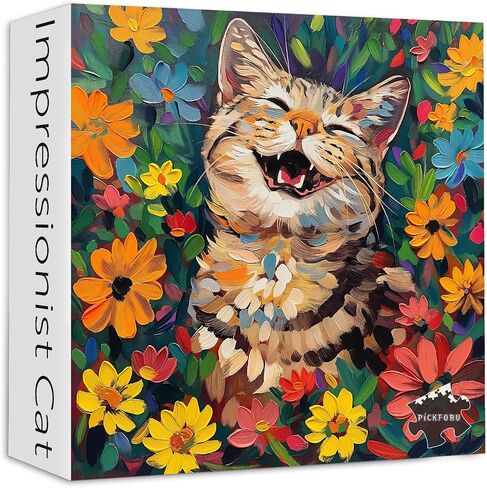 Cat Puzzles for Adults 1000 Pieces and up, PICKFORU Kitty Puzzle Collection Colorful Flower, Animal Jigsaw Puzzles for Cat Lovers in Saudi Arabia