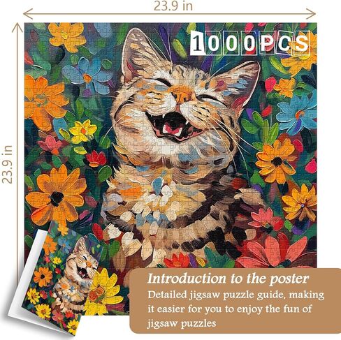 Cat Puzzles for Adults 1000 Pieces and up, PICKFORU Kitty Puzzle Collection Colorful Flower, Animal Jigsaw Puzzles for Cat Lovers in Saudi Arabia