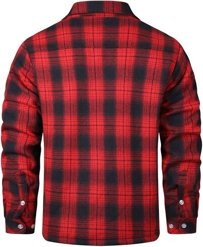 INVACHI Men's Plaid Shirt Jacket Flannel Sherpa Lined Jacket Mens Casual Cotton Lightweight Jacket in Saudi Arabia