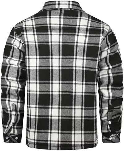 INVACHI Men's Plaid Shirt Jacket Flannel Sherpa Lined Jacket Mens Casual Cotton Lightweight Jacket in Kuwait