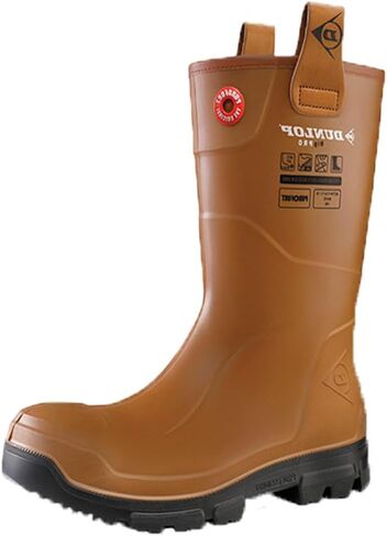 أحذية واقية للرجال من DUNLOP، LJ2HR42، Purofort RigPRO صناعة وبنية آمنة بالكامل، مقاومة للانزلاق، مريحة، مقاومة للماء بنسبة 100%، بني، 11 in Saudi Arabia