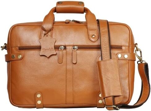 حقيبة كروسبودي مصنوعة يدويًا من الجلد الطبيعي للسفر والمكتب والكمبيوتر المحمول حقيبة متعددة الأغراض للجنسين مقاس 10.8 × 15.5؟ × 3.5؟ بوصة. هدايا للرجال in Kuwait