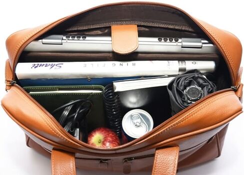 حقيبة كروسبودي مصنوعة يدويًا من الجلد الطبيعي للسفر والمكتب والكمبيوتر المحمول حقيبة متعددة الأغراض للجنسين مقاس 10.8 × 15.5؟ × 3.5؟ بوصة. هدايا للرجال in Kuwait