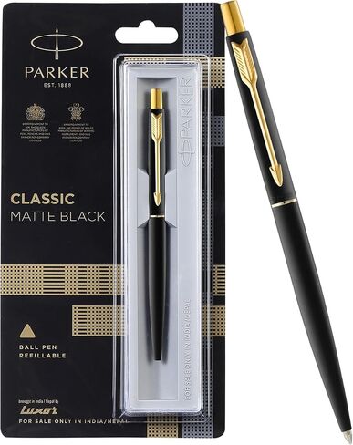 Parker Classic Matte Black Gold Trim Ball Pen in Saudi Arabia