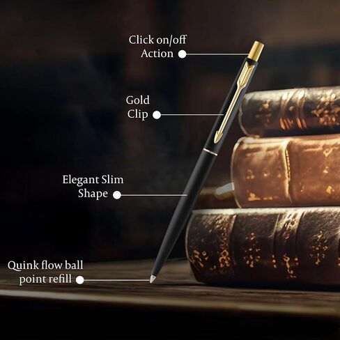 Parker Classic Matte Black Gold Trim Ball Pen in Saudi Arabia