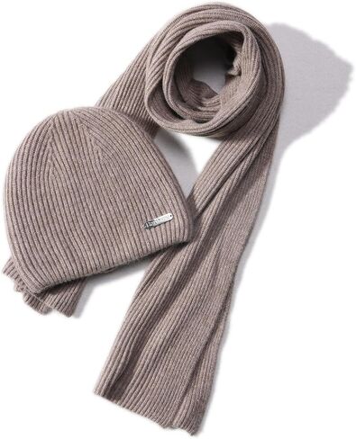 cashmere beanie hat scarf set for women winter knit long scarf neck warmer stylish beanie unisex gift set in Kuwait