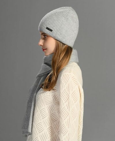 cashmere beanie hat scarf set for women winter knit long scarf neck warmer stylish beanie unisex gift set in Kuwait