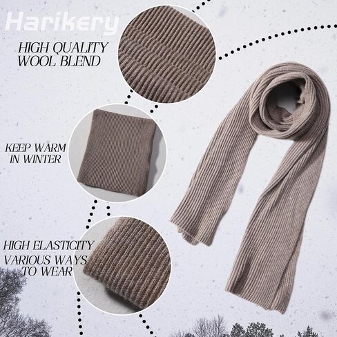 cashmere beanie hat scarf set for women winter knit long scarf neck warmer stylish beanie unisex gift set in Kuwait