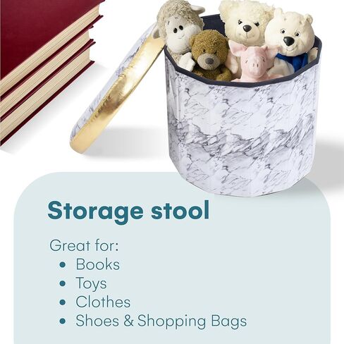 مسند قدم مباشر من Dawhud مع مساحة تخزين - مظهر رخامي أسود أنيق، 15 × 15 × 15 بوصة - مسند موفر للمساحة مع مساحة تخزين ومقاعد إضافية - مثالي للملابس وغرفة المعيشة وغرفة النوم والنوم in Kuwait