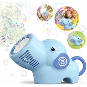 Elephant Bubble Machine,Automatic Bubble Blower with Light and Rechargeable Battery for Toddler Summer Outdoor Toys,Party Favor (Blue)