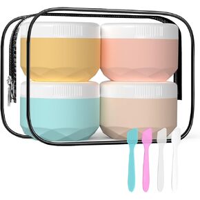 Travel Containers for Toiletries, Silicone Cream Jars BPA Free, TSA Approved 1.7oz Travel Size Containers, Leak-proof Travel Essentials with Lid for Cosmetic Face Hand Body Cream