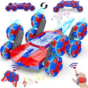 Remote Control Car for Boys Gifts: Spider RC Cars Toys for Ages 6 7 8 9 10 11 12 13 Years Old - 2.4GHz 8WD Wall Climbing Remote Control Car for Kids Gesture Sensing RC Stunt Car with Light & Music