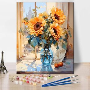 Adult Paint by Numbers Blue Bird, Pink Flower Paint by Number, Bird on a Flower Branch DIY Paint by Numbers for Adults Arts Craft for Home Wall Decor Flameless Oil Painting Kits Gift 16x20 Inch