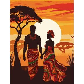 SKRYUIE Paint by Numbers Kit for Adults Beginner African American, Acrylic Oil Painting by Numbers Kits with AcrylicArt Crafts Canvas for Home Decor 16x20 inch / 40x50 cm B17510