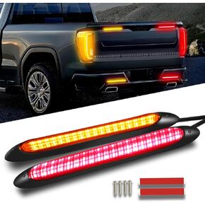 14in Brake Light Strip Dynamic Sequential Flowing Turn Signal Light Amber & Red Brake Rear Driving Day Lights Trailer Tail Light Bar for Car Motorcycles RV UTV ATV (2PCS,34.5CM)